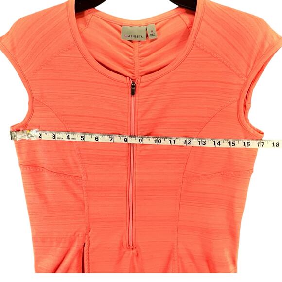 Athleta Pacifica Tank Top Womens M Coral Half Zip Ruched Stretch Beach UPF50+ - Picture 4 of 11